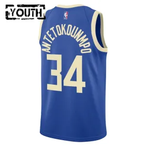 Nike Milwaukee Bucks Giannis Antetokounmpo Lasten Pelipaita City Edition 2024-25 Swingman Sininen