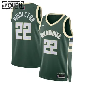 Nike Milwaukee Bucks Khris Middleton 22 Lasten Pelipaita Icon Edition Swingman Vihreä
