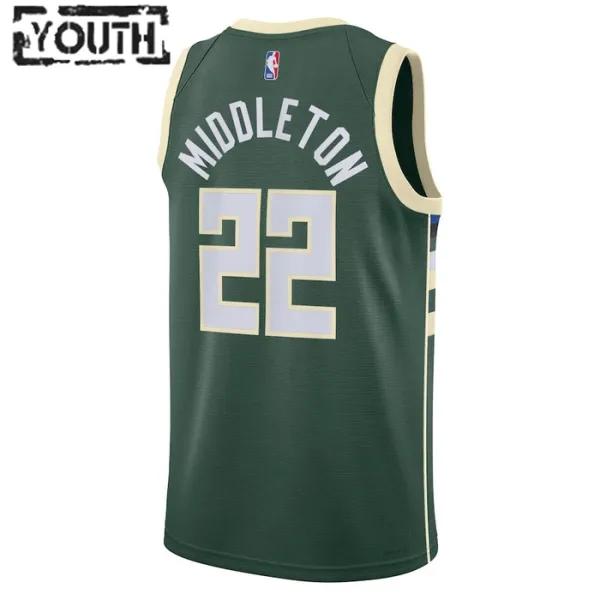 Nike Milwaukee Bucks Khris Middleton 22 Lasten Pelipaita Icon Edition Swingman Vihreä