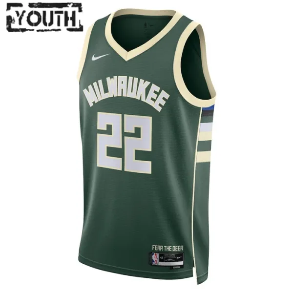 Nike Milwaukee Bucks Khris Middleton 22 Lasten Pelipaita Icon Edition Swingman Vihreä