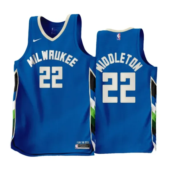 Nike Milwaukee Bucks Khris Middleton 22 Miesten Pelipaita City Edition 2022-23 Swingman Sininen Nike Milwaukee Bucks Khris Middleton 22 Miesten Pelipaita City Edition 2022-23 Swingman Sininen