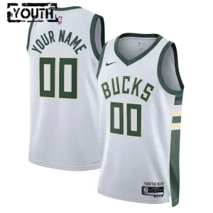 Nike Milwaukee Bucks Personoitava Lasten Pelipaita Association Edition Swingman Valkoinen