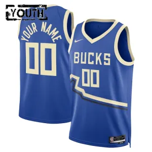 Nike Milwaukee Bucks Personoitava Lasten Pelipaita City Edition 2024-25 Swingman Sininen