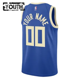 Nike Milwaukee Bucks Personoitava Lasten Pelipaita City Edition 2024-25 Swingman Sininen