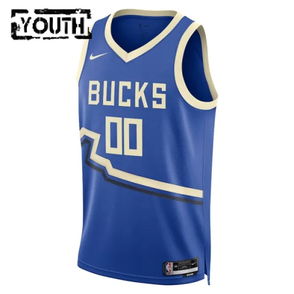 Nike Milwaukee Bucks Personoitava Lasten Pelipaita City Edition 2024-25 Swingman Sininen