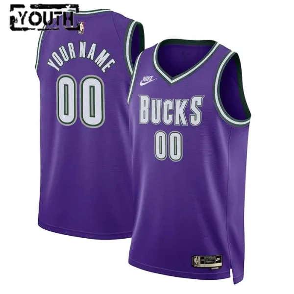 Nike Milwaukee Bucks Personoitava Lasten Pelipaita Classic Edition 2022-23 Swingman Violetti Nike Milwaukee Bucks Personoitava Lasten Pelipaita Classic Edition 2022-23 Swingman Violetti
