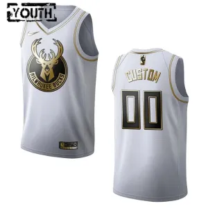 Nike Milwaukee Bucks Personoitava Lasten Pelipaita Golden Edition Swingman Valkoinen Nike Milwaukee Bucks Personoitava Lasten Pelipaita Golden Edition Swingman Valkoinen