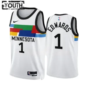 Nike Minnesota Timberwolves Anthony Edwards 1 Lasten Pelipaita City Edition 2022-23 Swingman Valkoinen Nike Minnesota Timberwolves Anthony Edwards 1 Lasten Pelipaita City Edition 2022-23 Swingman Valkoinen