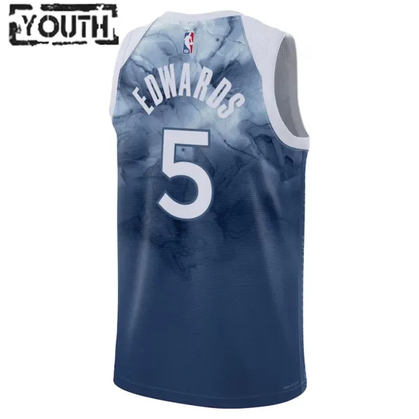 Nike Minnesota Timberwolves Anthony Edwards 5 Lasten Pelipaita City Edition 2023-24 Swingman Sininen