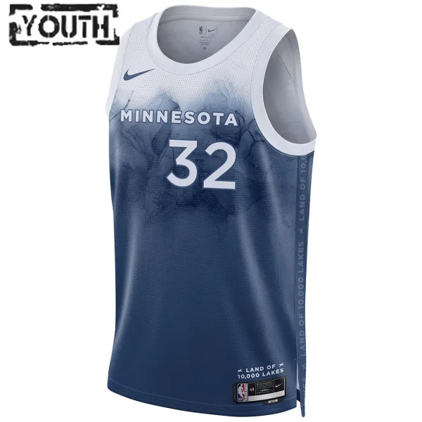 Nike Minnesota Timberwolves Karl Anthony Towns 32 Lasten Pelipaita City Edition 2023-24 Swingman Sininen