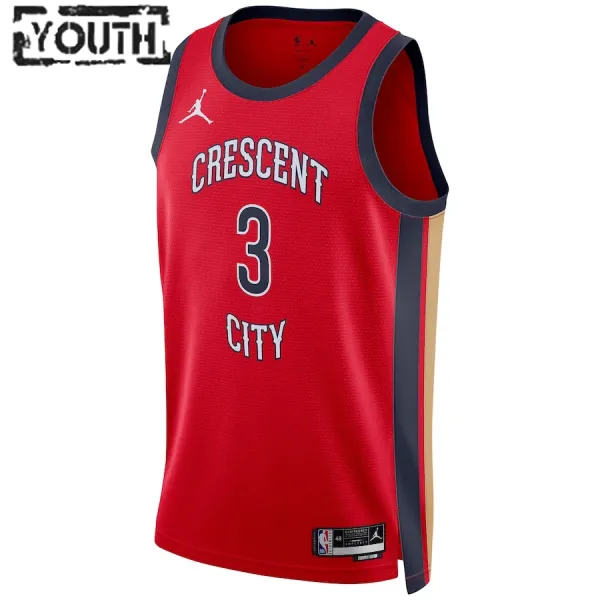 Jordan New Orleans Pelicans CJ McCollum Lasten Pelipaita Statement Edition 2023-24 Swingman Punainen