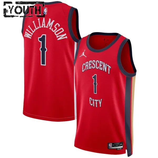 Jordan New Orleans Pelicans Zion Williamson Lasten Pelipaita Statement Edition 2023-24 Swingman Punainen Jordan New Orleans Pelicans Zion Williamson Lasten Pelipaita Statement Edition 2023-24 Swingman Punainen