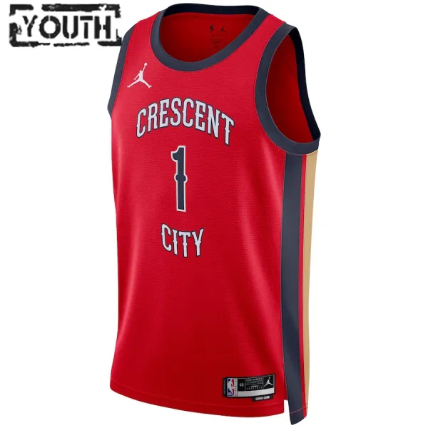 Jordan New Orleans Pelicans Zion Williamson Lasten Pelipaita Statement Edition 2023-24 Swingman Punainen