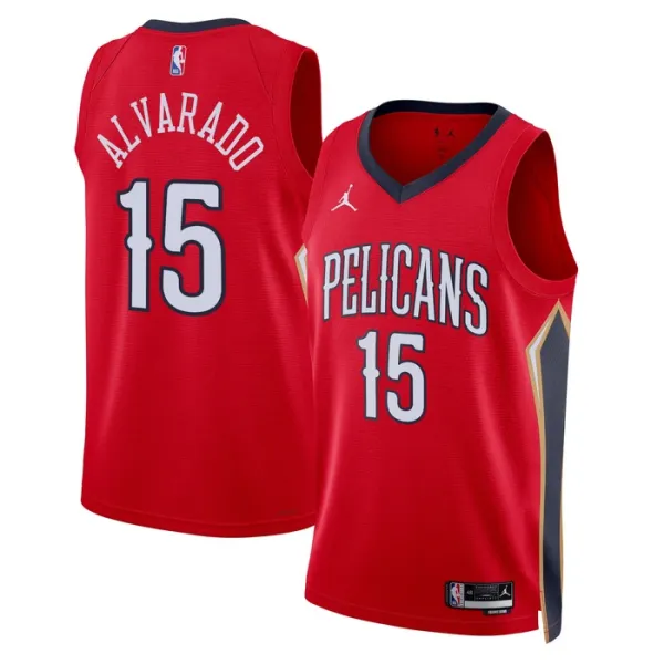 New Orleans Pelicans Jordan Jose Alvarado 15 Miesten Pelipaita Statement Edition Swingman Punainen New Orleans Pelicans Jordan Jose Alvarado 15 Miesten Pelipaita Statement Edition Swingman Punainen