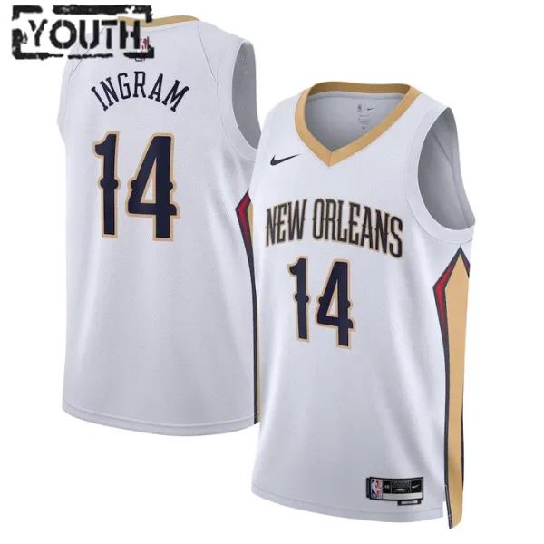 Nike New Orleans Pelicans Brandon Ingram 14 Lasten Pelipaita Association Edition Swingman Valkoinen Nike New Orleans Pelicans Brandon Ingram 14 Lasten Pelipaita Association Edition Swingman Valkoinen