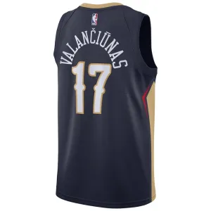 Nike New Orleans Pelicans jonas valanciunas 17 Miesten Pelipaita Icon Edition Swingman Laivasto