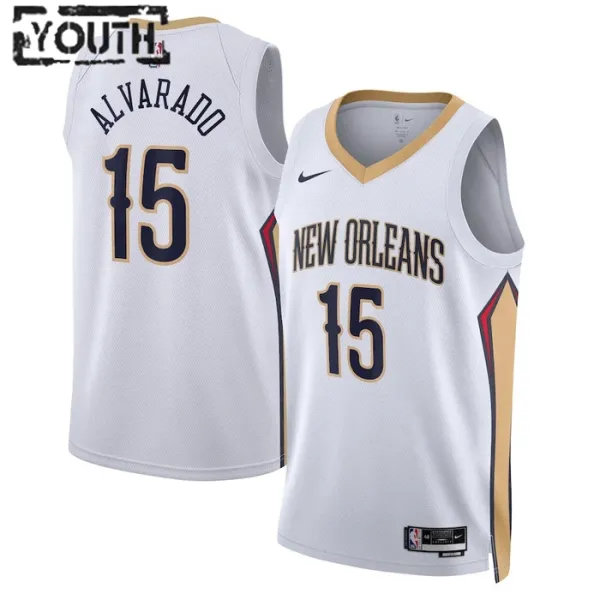 Nike New Orleans Pelicans Jose Alvarado 15 Lasten Pelipaita Association Edition Swingman Valkoinen Nike New Orleans Pelicans Jose Alvarado 15 Lasten Pelipaita Association Edition Swingman Valkoinen