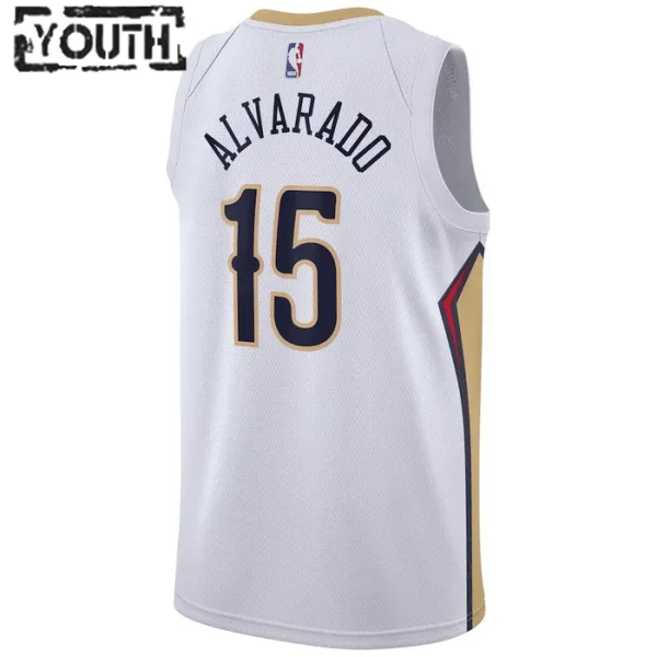 Nike New Orleans Pelicans Jose Alvarado 15 Lasten Pelipaita Association Edition Swingman Valkoinen