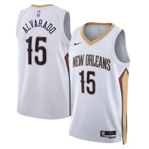 Nike New Orleans Pelicans Jose Alvarado 15 Miesten Pelipaita Association Edition Swingman Valkoinen