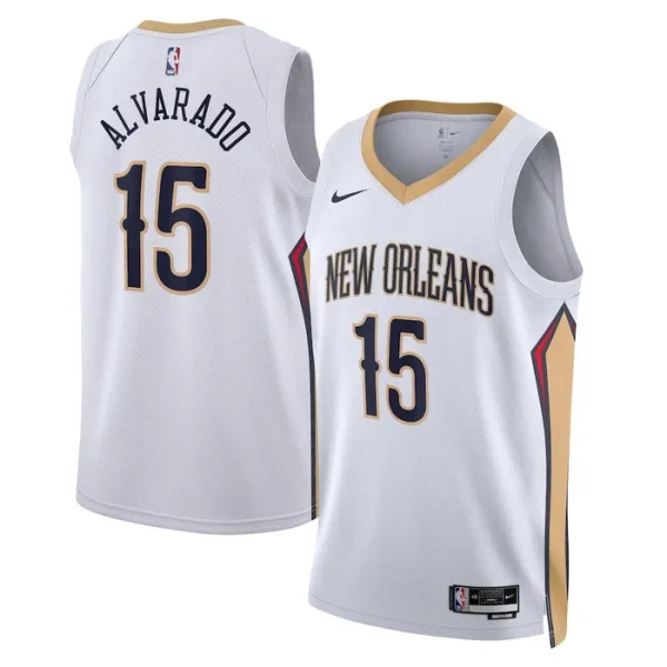 Nike New Orleans Pelicans Jose Alvarado 15 Miesten Pelipaita Association Edition Swingman Valkoinen Nike New Orleans Pelicans Jose Alvarado 15 Miesten Pelipaita Association Edition Swingman Valkoinen