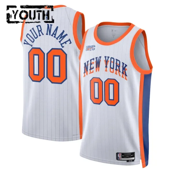 Nike New York Knicks Personoitava Lasten Pelipaita City Edition 2024-25 Swingman Valkoinen Nike New York Knicks Personoitava Lasten Pelipaita City Edition 2024-25 Swingman Valkoinen