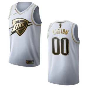 Nike Oklahoma City Thunder Personoitava Miesten Pelipaita Golden Edition Swingman Valkoinen Nike Oklahoma City Thunder Personoitava Miesten Pelipaita Golden Edition Swingman Valkoinen