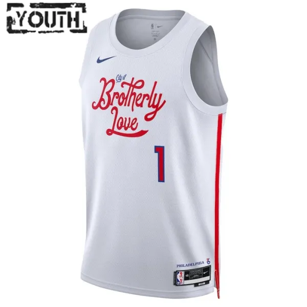 Nike Philadelphia 76ers James Harden 1 Lasten Pelipaita City Edition 2022-23 Swingman Valkoinen
