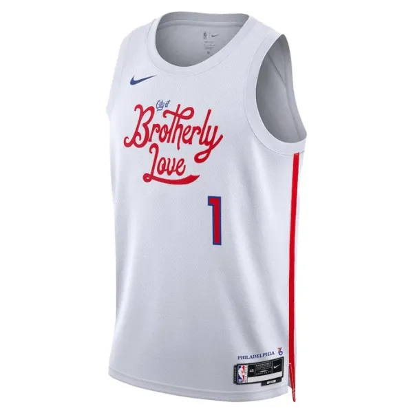 Nike Philadelphia 76ers James Harden 1 Miesten Pelipaita City Edition 2022-23 Swingman Valkoinen