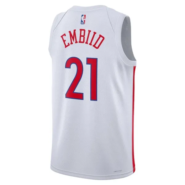 Nike Philadelphia 76ers Joel Embiid 21 Miesten Pelipaita City Edition 2022-23 Swingman Valkoinen