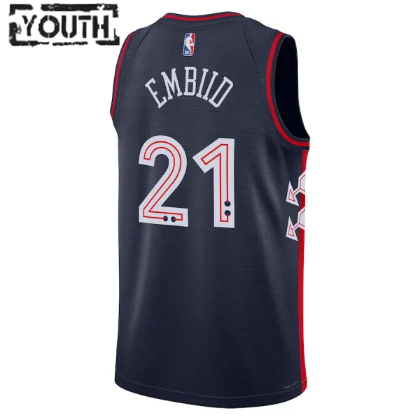 Nike Philadelphia 76ers Joel Embiid Lasten Pelipaita City Edition 2023-24 Swingman Laivasto