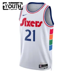 Nike Philadelphia 76ers Joel Embiid Lasten Pelipaita City Edition 2024-25 Swingman Valkoinen