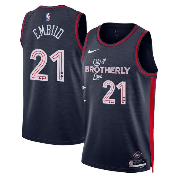 Nike Philadelphia 76ers Joel Embiid Miesten Pelipaita City Edition 2023-24 Swingman Laivasto Nike Philadelphia 76ers Joel Embiid Miesten Pelipaita City Edition 2023-24 Swingman Laivasto