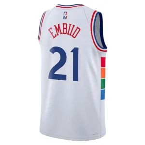 Nike Philadelphia 76ers Joel Embiid Miesten Pelipaita City Edition 2024-25 Swingman Valkoinen