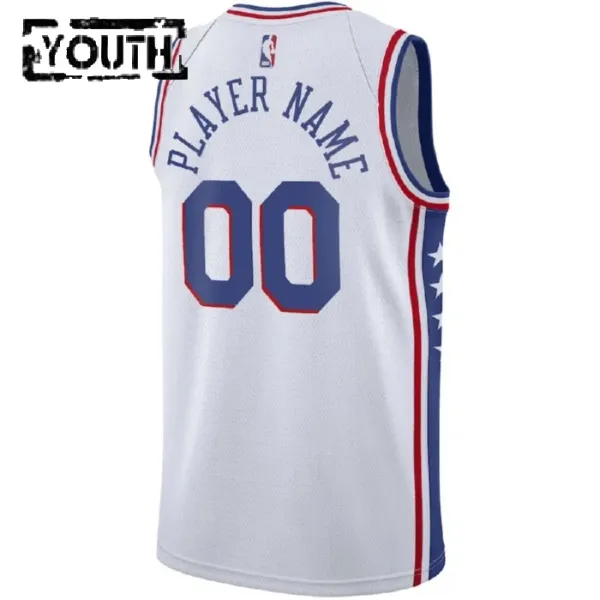 Nike Philadelphia 76ers Personoitava Lasten Pelipaita Association Edition Swingman Valkoinen