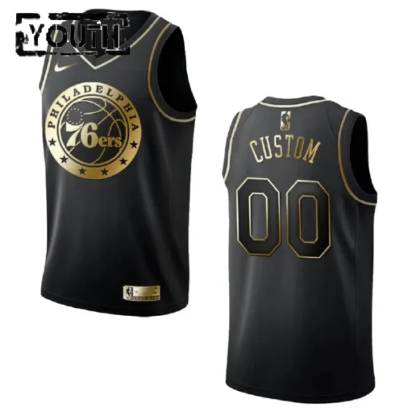 Nike Philadelphia 76ers Personoitava Lasten Pelipaita Golden Edition Swingman Musta Nike Philadelphia 76ers Personoitava Lasten Pelipaita Golden Edition Swingman Musta