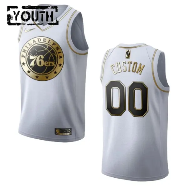 Nike Philadelphia 76ers Personoitava Lasten Pelipaita Golden Edition Swingman Valkoinen Nike Philadelphia 76ers Personoitava Lasten Pelipaita Golden Edition Swingman Valkoinen