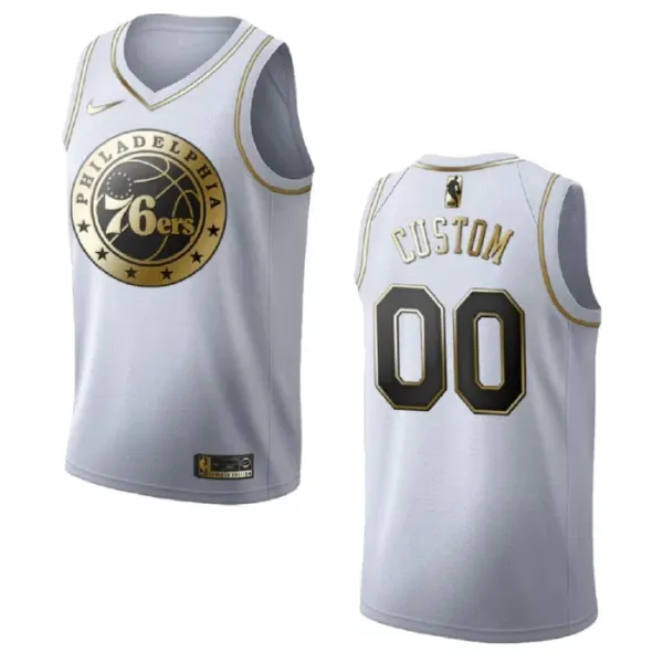 Nike Philadelphia 76ers Personoitava Miesten Pelipaita Golden Edition Swingman Valkoinen Nike Philadelphia 76ers Personoitava Miesten Pelipaita Golden Edition Swingman Valkoinen