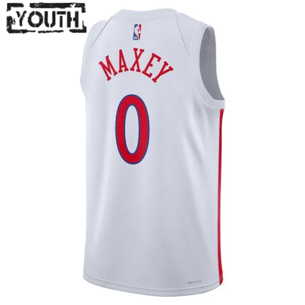 Nike Philadelphia 76ers Tyrese Maxey 0 Lasten Pelipaita City Edition 2022-23 Swingman Valkoinen