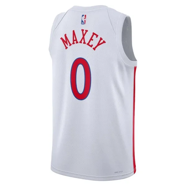 Nike Philadelphia 76ers Tyrese Maxey 0 Miesten Pelipaita City Edition 2022-23 Swingman Valkoinen