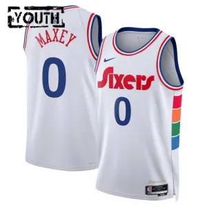 Nike Philadelphia 76ers Tyrese Maxey Lasten Pelipaita City Edition 2024-25 Swingman Valkoinen Nike Philadelphia 76ers Tyrese Maxey Lasten Pelipaita City Edition 2024-25 Swingman Valkoinen