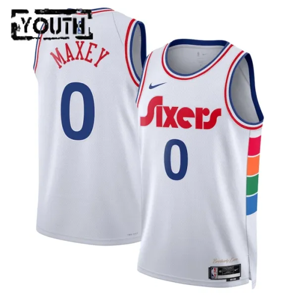 Nike Philadelphia 76ers Tyrese Maxey Lasten Pelipaita City Edition 2024-25 Swingman Valkoinen Nike Philadelphia 76ers Tyrese Maxey Lasten Pelipaita City Edition 2024-25 Swingman Valkoinen