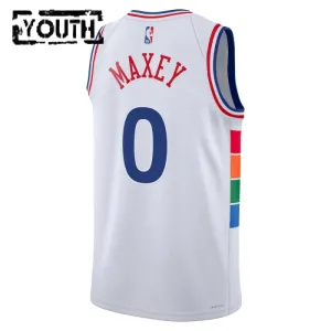Nike Philadelphia 76ers Tyrese Maxey Lasten Pelipaita City Edition 2024-25 Swingman Valkoinen