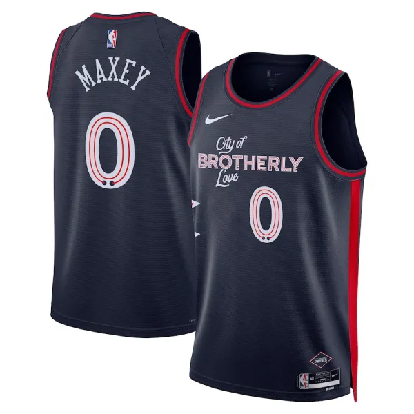 Nike Philadelphia 76ers Tyrese Maxey Miesten Pelipaita City Edition 2023-24 Swingman Laivasto Nike Philadelphia 76ers Tyrese Maxey Miesten Pelipaita City Edition 2023-24 Swingman Laivasto