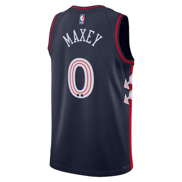 Nike Philadelphia 76ers Tyrese Maxey Miesten Pelipaita City Edition 2023-24 Swingman Laivasto