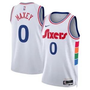 Nike Philadelphia 76ers Tyrese Maxey Miesten Pelipaita City Edition 2024-25 Swingman Valkoinen