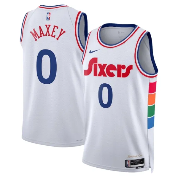 Nike Philadelphia 76ers Tyrese Maxey Miesten Pelipaita City Edition 2024-25 Swingman Valkoinen Nike Philadelphia 76ers Tyrese Maxey Miesten Pelipaita City Edition 2024-25 Swingman Valkoinen