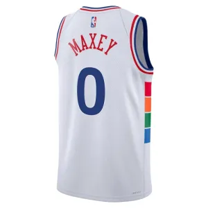 Nike Philadelphia 76ers Tyrese Maxey Miesten Pelipaita City Edition 2024-25 Swingman Valkoinen