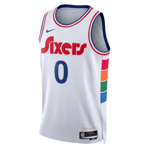 Nike Philadelphia 76ers Tyrese Maxey Miesten Pelipaita City Edition 2024-25 Swingman Valkoinen