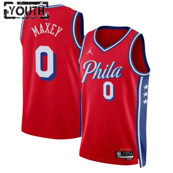 Philadelphia 76ers Jordan Tyrese Maxey 0 Lasten Pelipaita Statement Edition Swingman Punainen Philadelphia 76ers Jordan Tyrese Maxey 0 Lasten Pelipaita Statement Edition Swingman Punainen