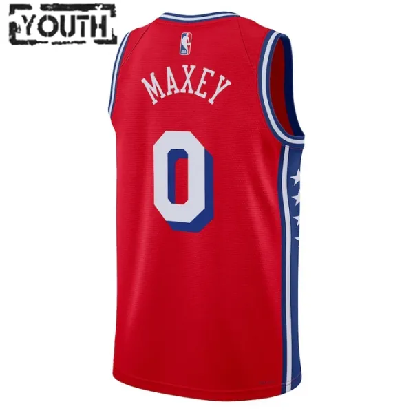 Philadelphia 76ers Jordan Tyrese Maxey 0 Lasten Pelipaita Statement Edition Swingman Punainen